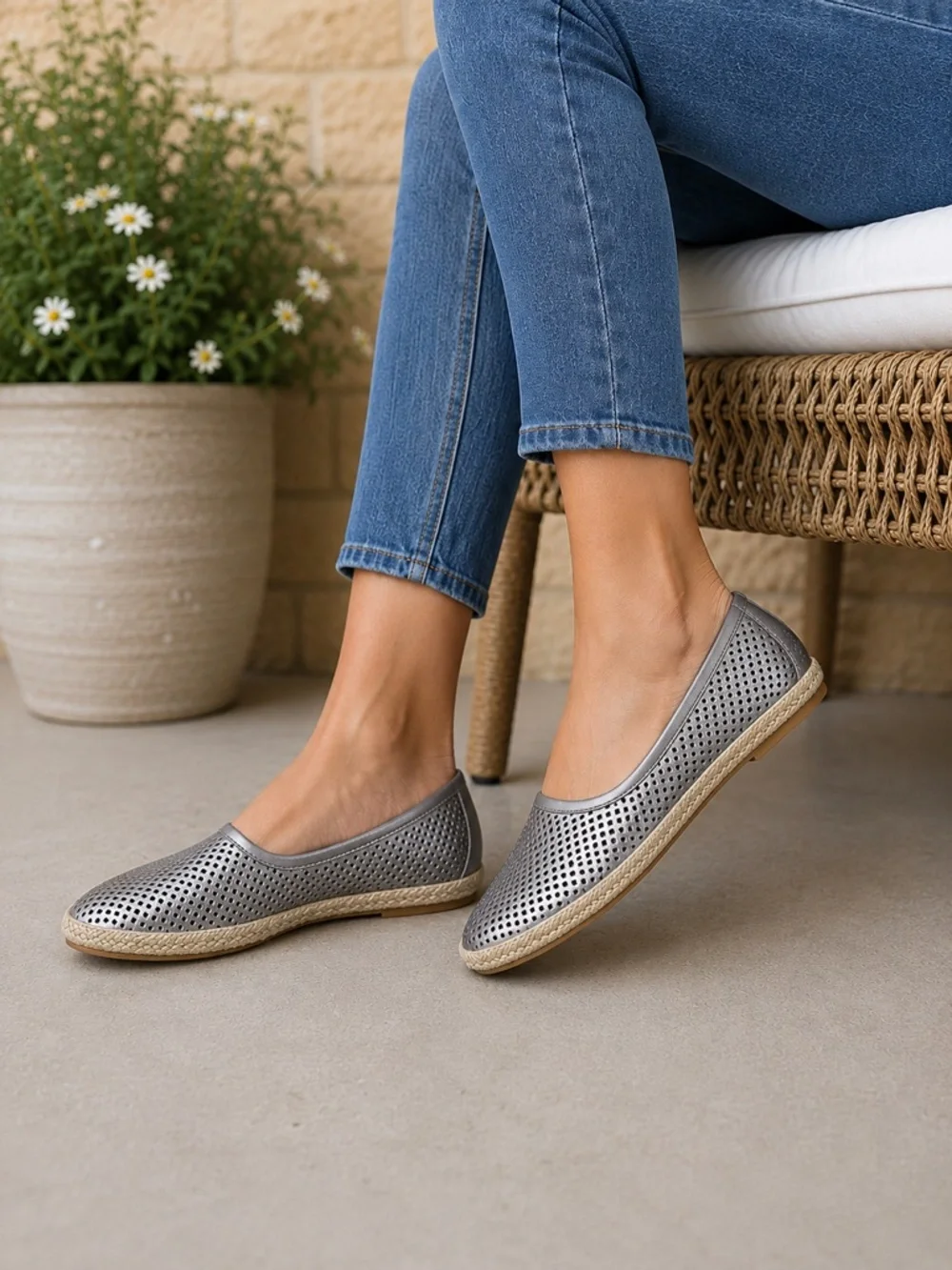 Clarks Danelly Adira Flats Silver Metallic Espadrille Slip On 11M NIB